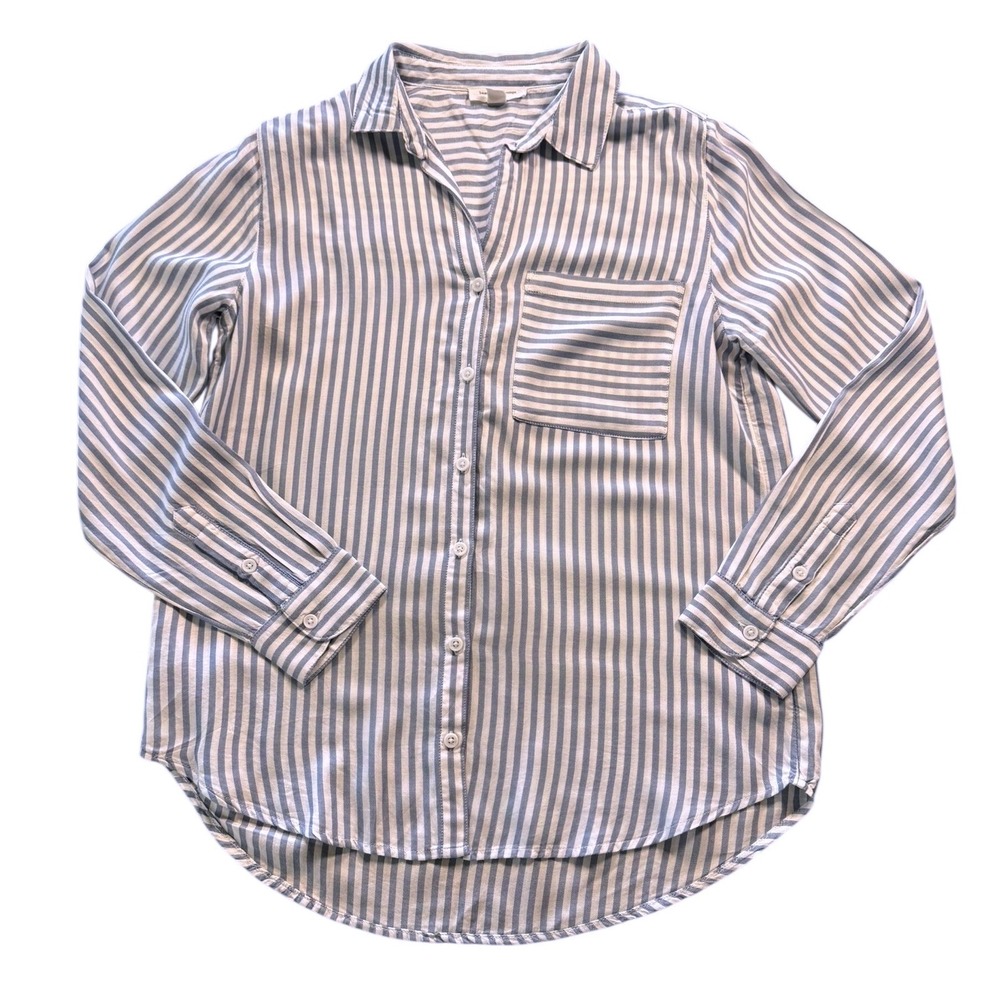 BeachLunchLounge Striped Button Down Shirt Women's Small Collared Pocket